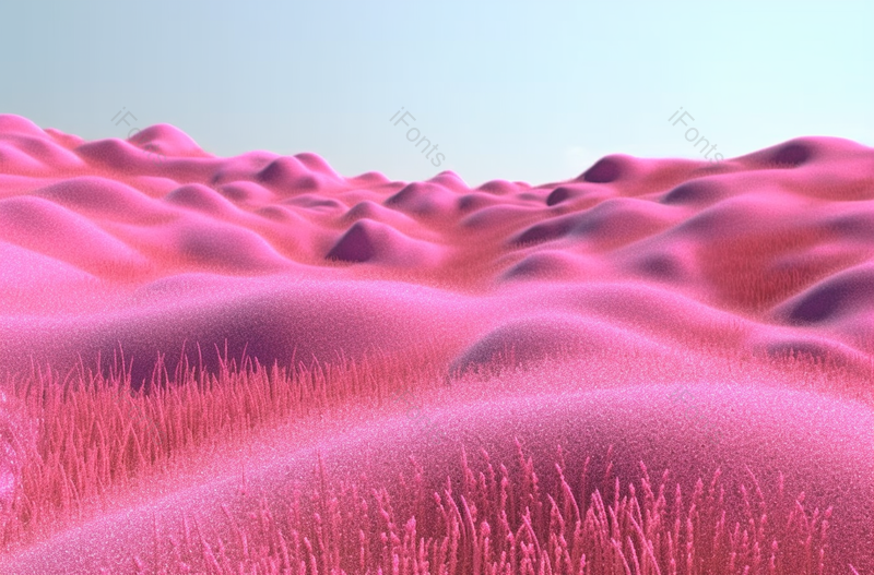 超现实渲染景观毛茸茸的山丘和粉色的草木草地无人场景自然景观壁纸图像摄影,高清,摄影图,摄影图片,图片大全,摄影图免费下载
